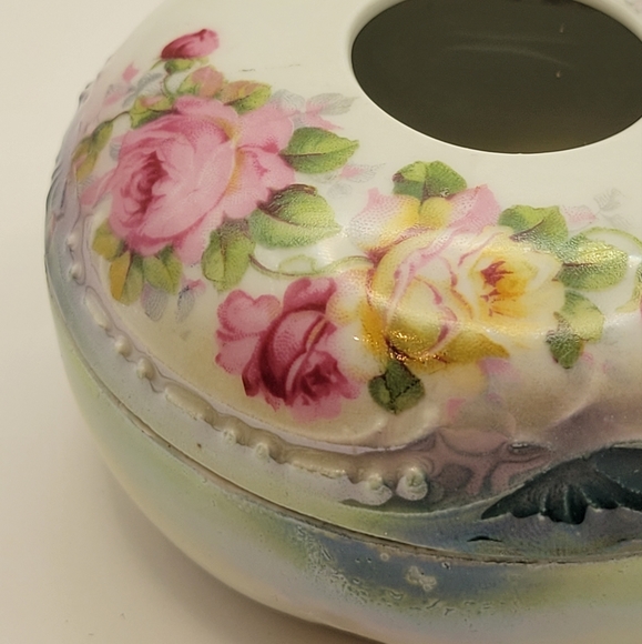 Vintage PK Selesia Porcelain  Floral Hair Receiver, Hand Painted Porcelain. - Picture 2 of 7